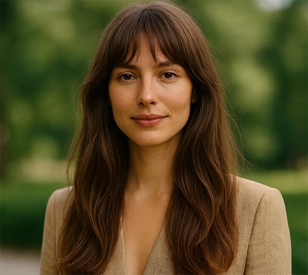 Femme avec une frange u bang